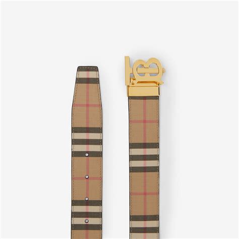 burberry plaque buckle vintage check leather belt|Check and Leather Reversible TB Belt in Archive beige/silver.